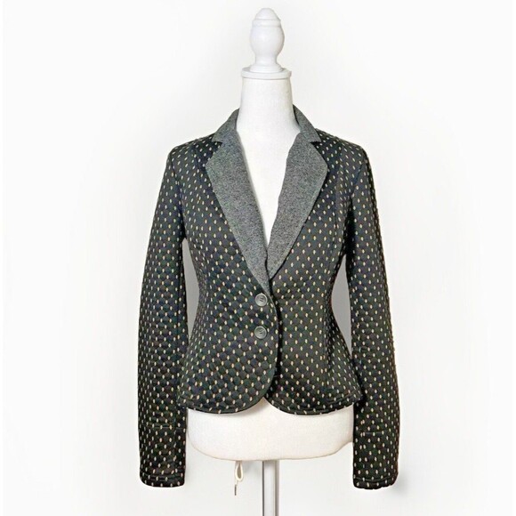 Free People Jackets & Blazers - Free People Preppy Diamond Quilted Knit Tweed Polka Dots Blazer Black Jacket  SP